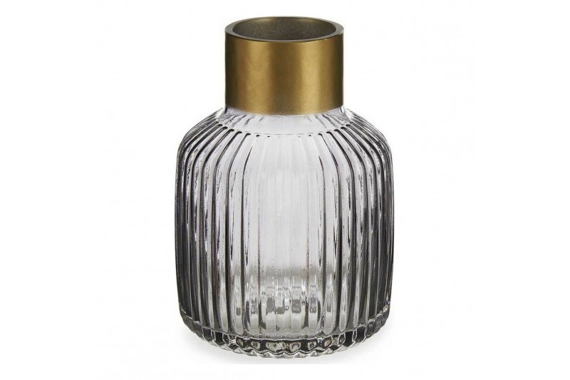 Vase Stripes Grey Golden Glass (14,5...