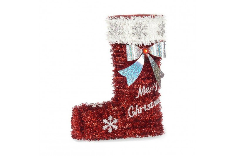 Christmas Stocking Tinsel Red White...