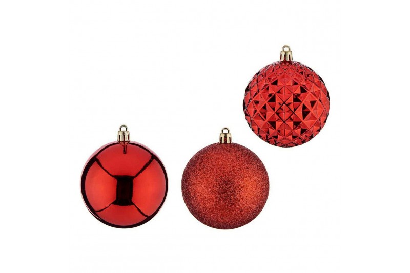 Boules de Noël Ø 8 cm 3 Unités Rouge PVC