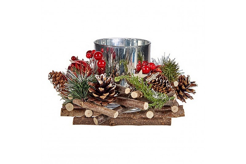 Christmas Candle Holder Wood Natural...