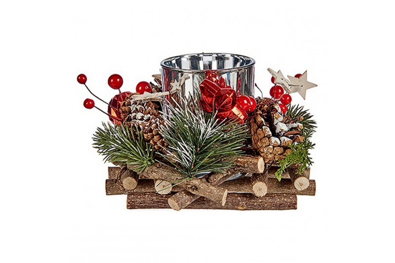 Christmas Candle Holder Wood Natural...