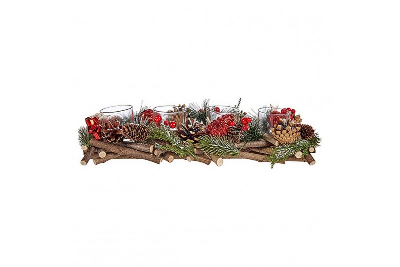 Christmas Candle Holder Crystal Wood...