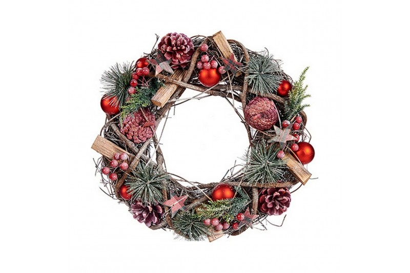 Couronne de Noël Naturel Rouge Bois...