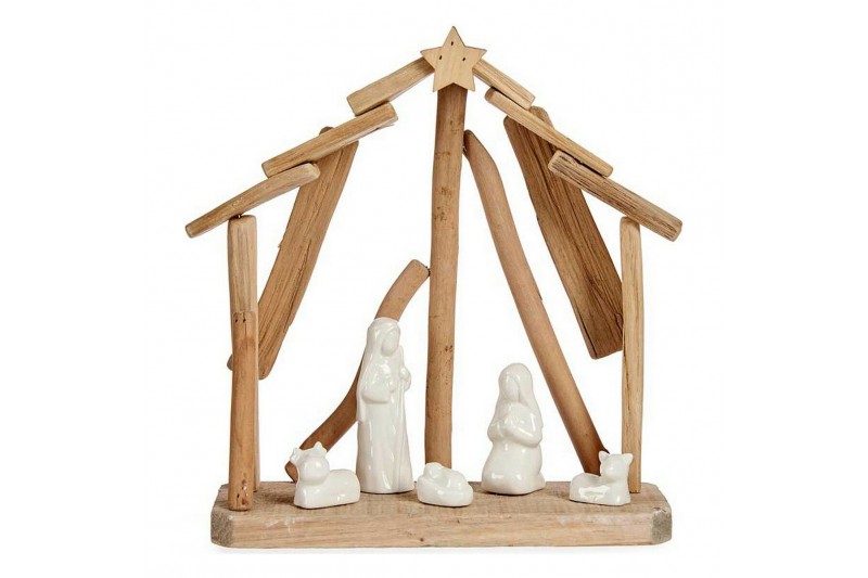 Crèche de Noël Céramique Naturel Bois...