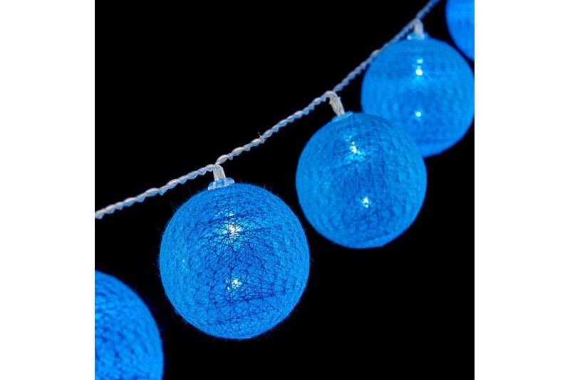 Guirlande de boules LED Ø 6 cm Bleu...