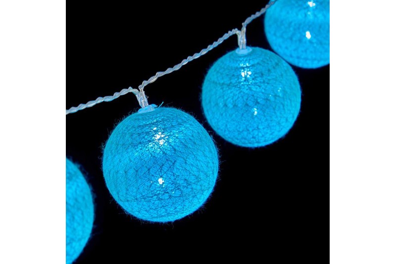 Wreath of LED Balls 2 m Ø 4 cm Turquoise