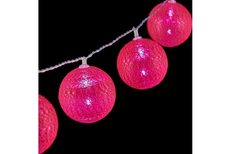 Wreath of LED Balls Ø 4 cm Dark pink...