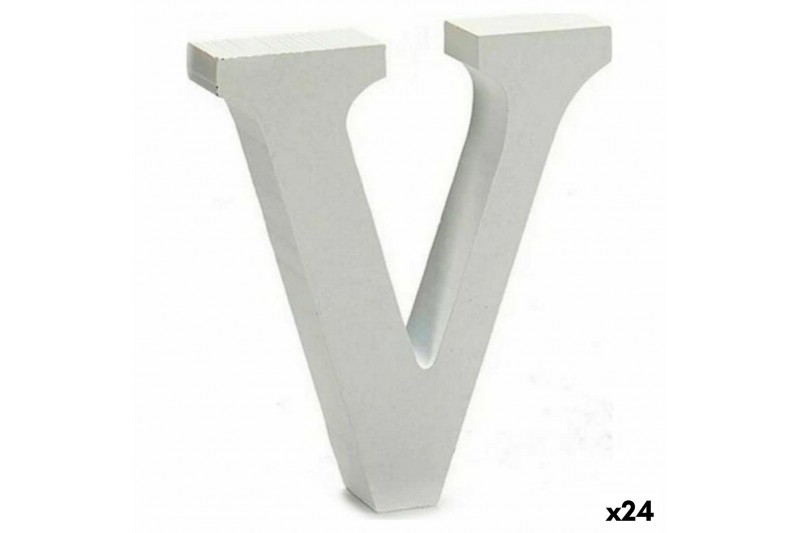 Lettera V 2 x 11 cm Legno Bianco (24...