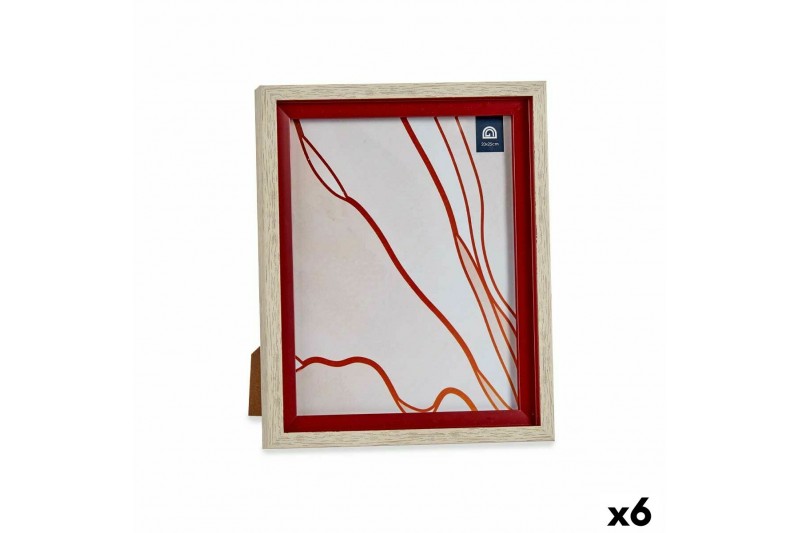 Cadre photo Verre Rouge Bois Marron...