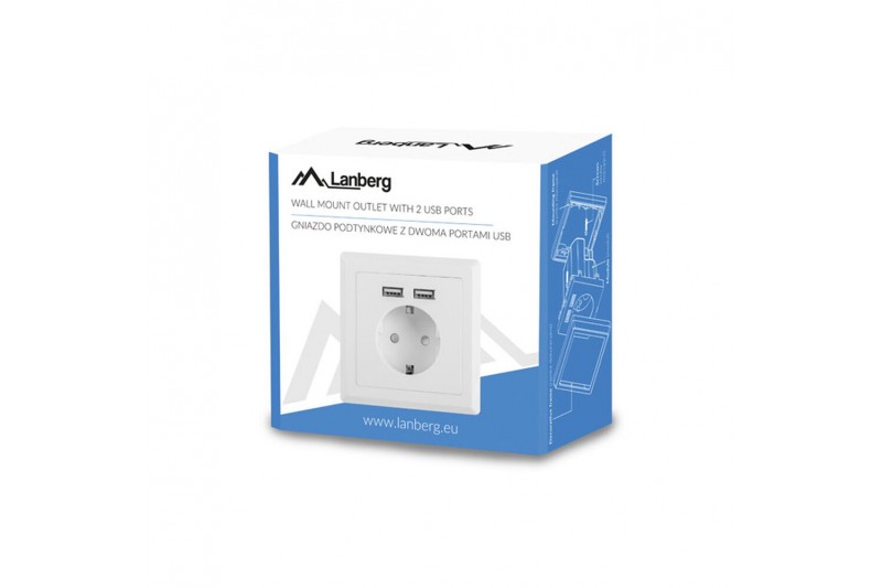 Netzstecker Lanberg AC-WS01-USB2-F 2...