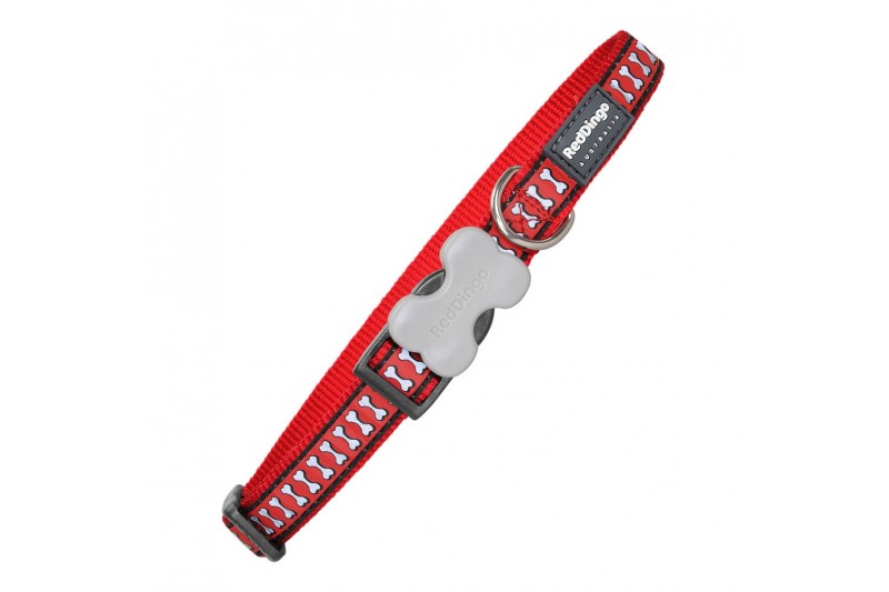 Dog collar Red Dingo Bone Reflective...