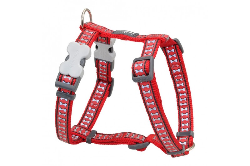 Dog Harness Red Dingo Bone Reflective...