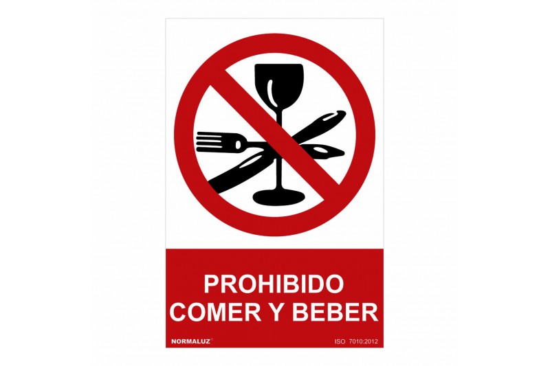 Cartel Normaluz Prohibido comer y...