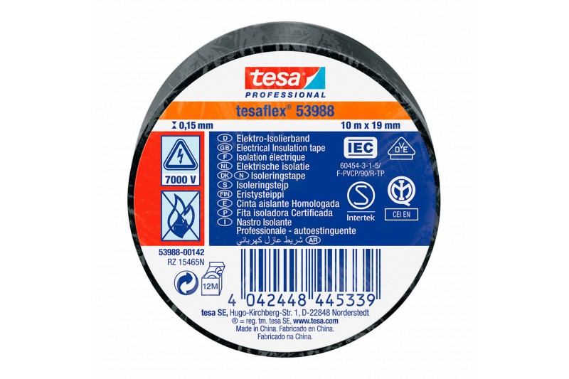 Insulating tape TESA Black PVC (10 m...