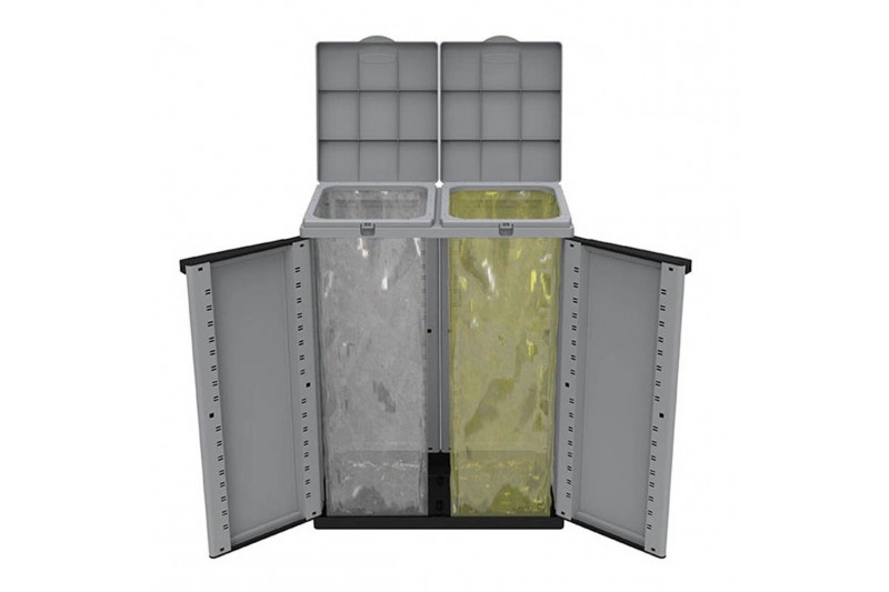 Recycling Waste Bin Black/Grey (68 x...