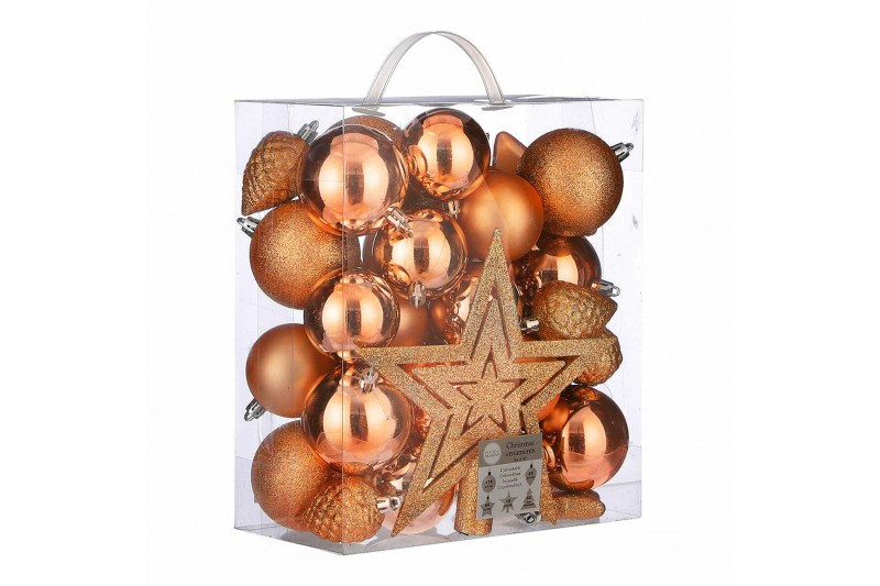 Christmas Baubles Orange 40 Pieces