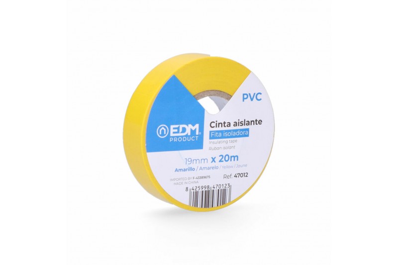 Cinta aislante EDM Amarillo PVC (20 m...