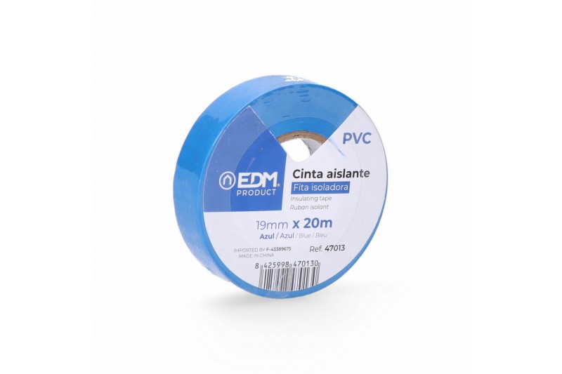 Cinta aislante EDM Azul PVC (20 m x...