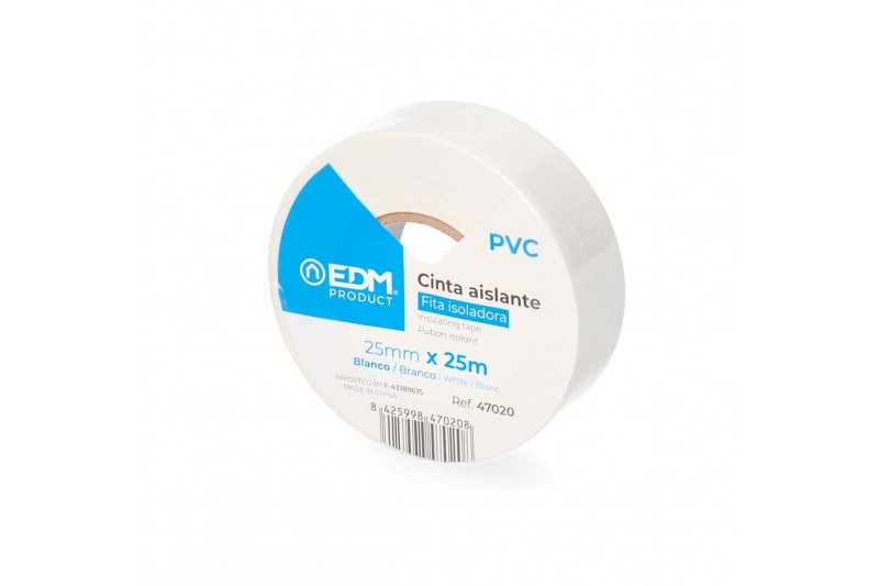 Cinta aislante EDM Blanco PVC (25 mm...