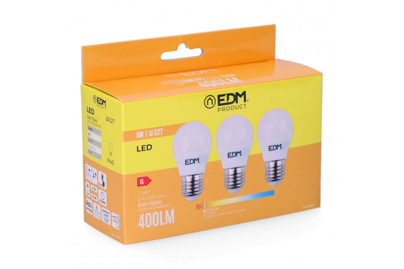 Bombilla LED EDM E27 5 W G (3200 K)