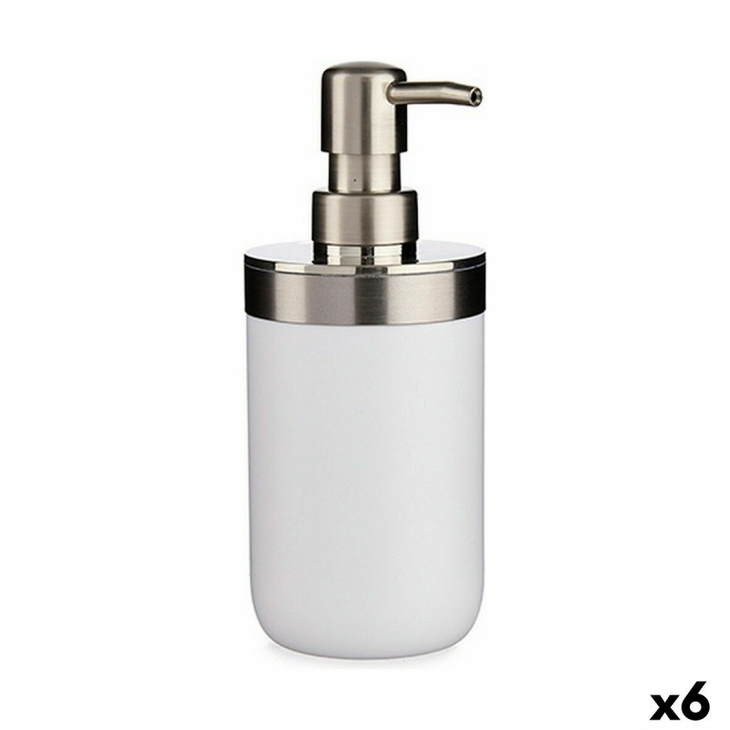 Soap Dispenser Silver White Plastic...