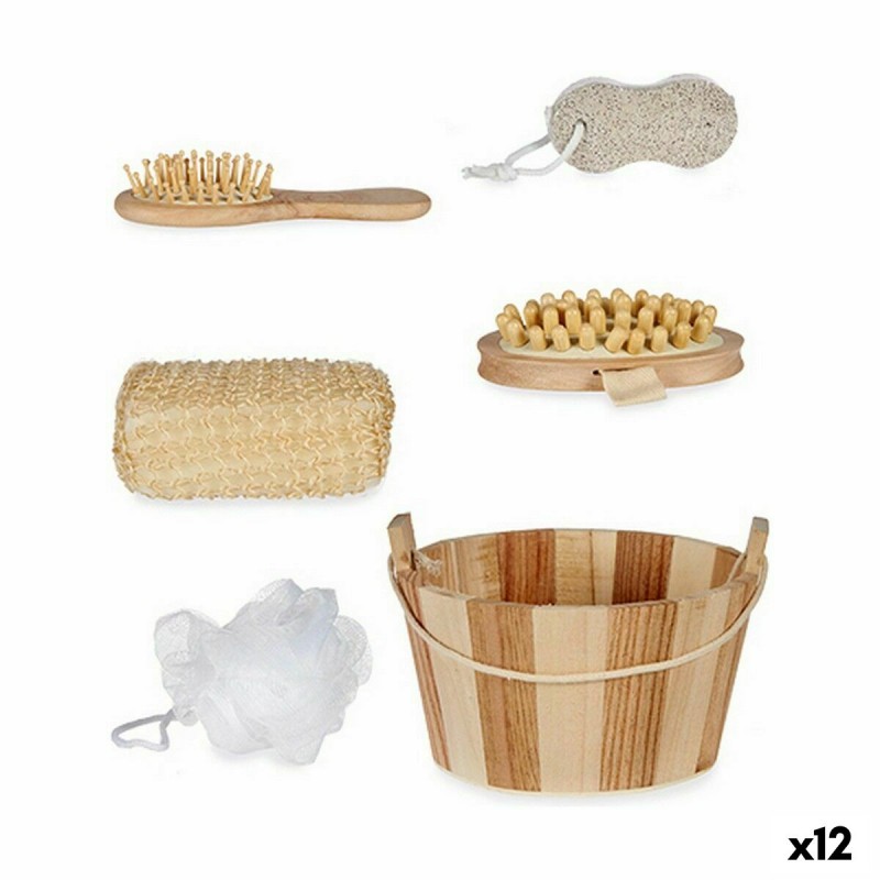 Bath Set Bucket with Handle Brown (12...