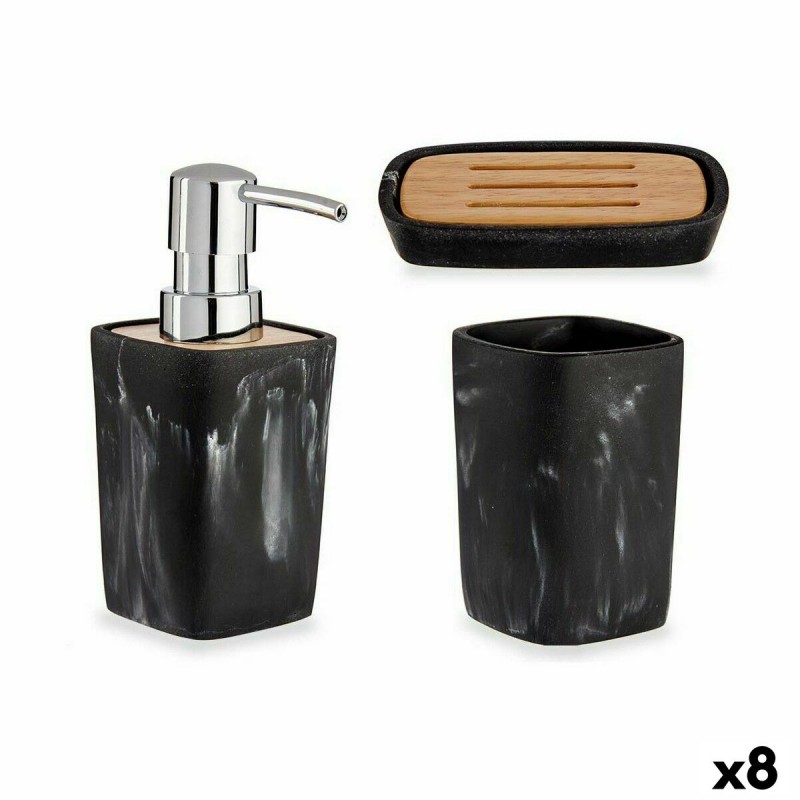 Bath Set Black Bamboo Plastic (8 Units)