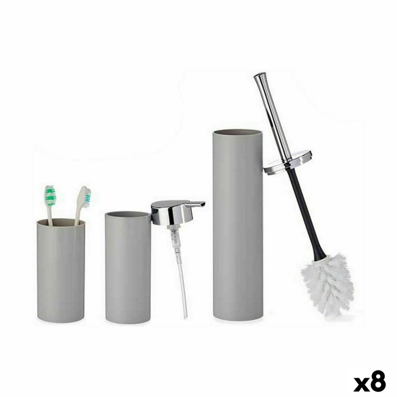 Bath Set Grey Plastic (8 Units)