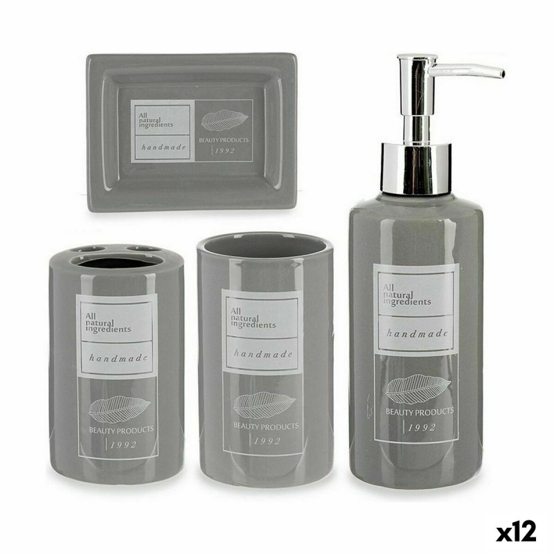 Bath Set Grey Ceramic (12 Units)