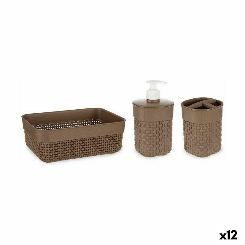 Bath Set Brown Plastic (12 Units)