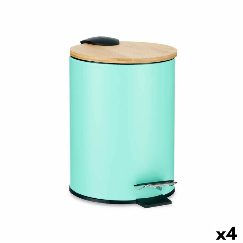 Papelera Menta Metal Bambú 3 L (4...