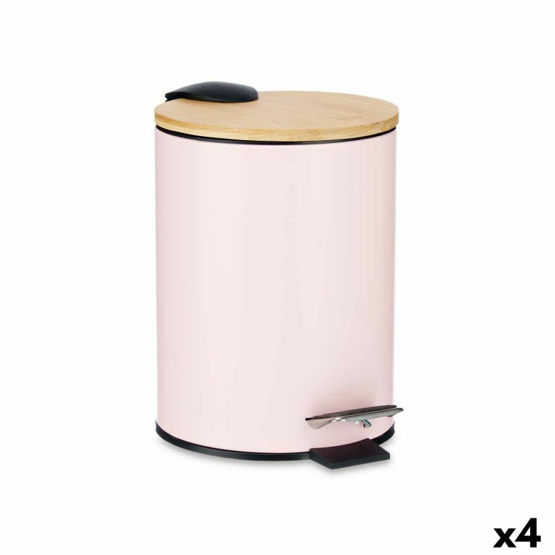 Rubbish bin Pink Metal Bamboo 3 L (4...