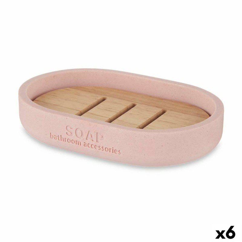 Soap dish Pink Resin Bamboo 12,5 x...