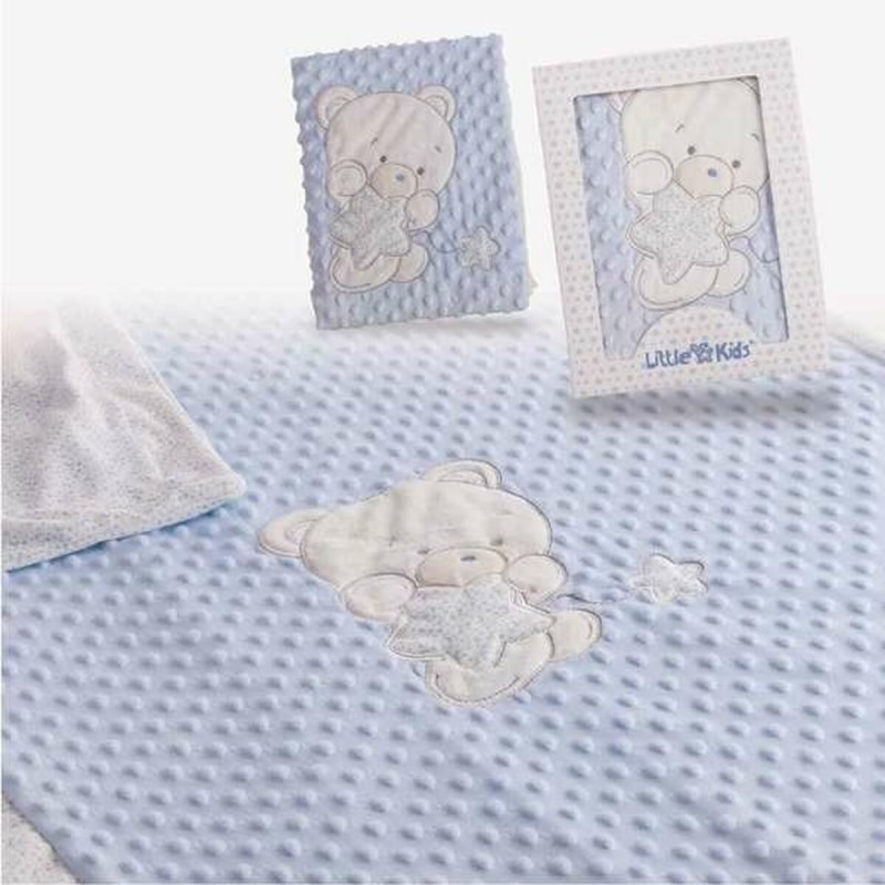 Baby blanket Bear Embroidery Blue...