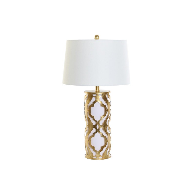 Tischlampe DKD Home Decor Weiß Gold...