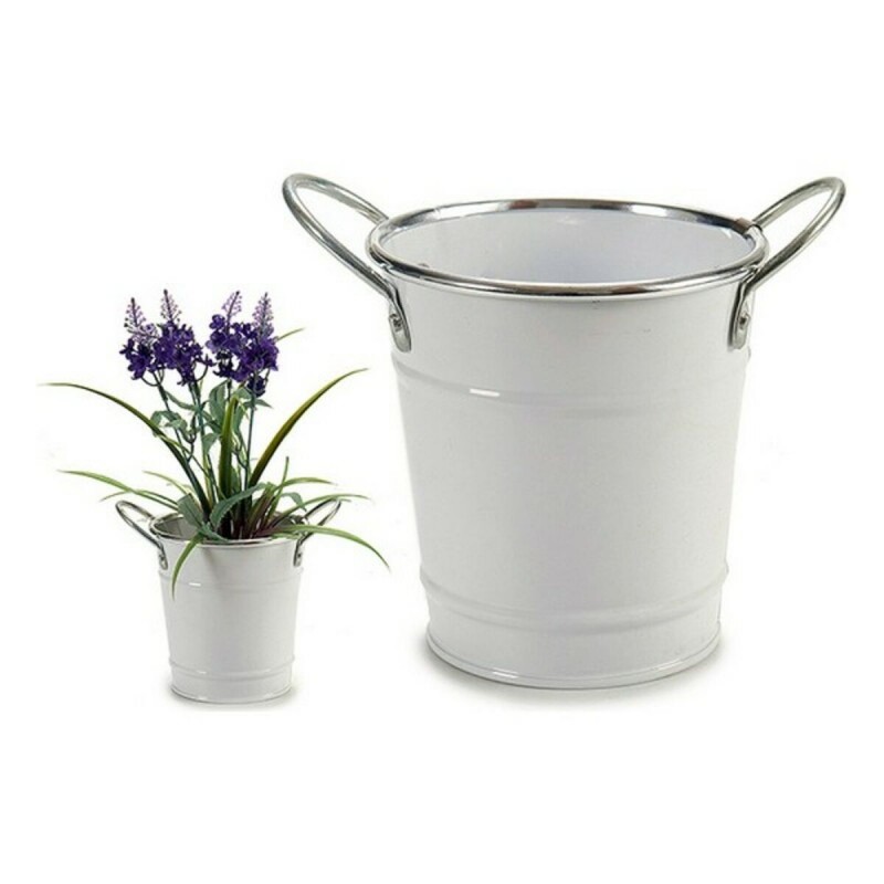 Planter White Silver Metal