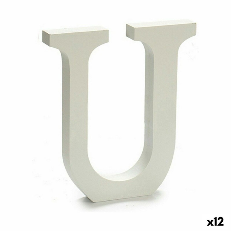 Letter U Wood White (1,8 x 21 x 17...