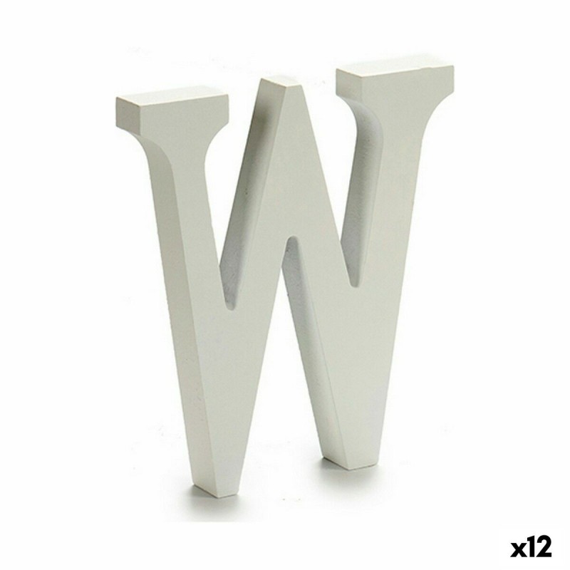 Letter W Wood White (1,8 x 21 x 17...