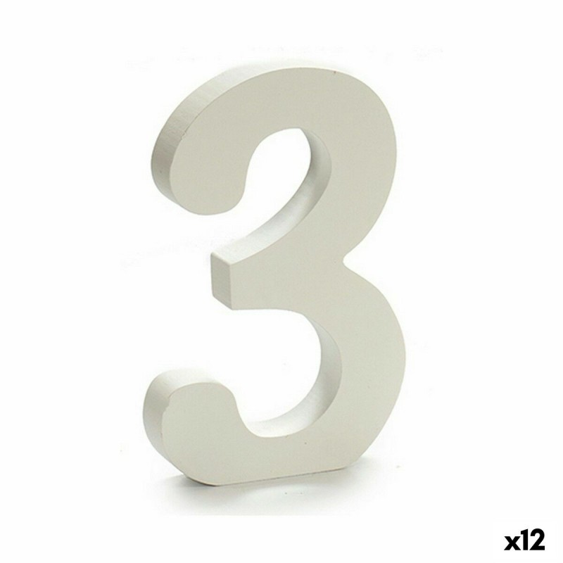 Numeri 3 Legno Bianco (1,8 x 21 x 17...