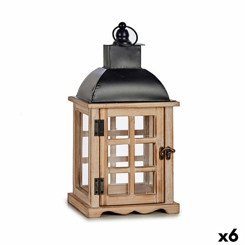 Farol Negro Metal Madera Marrón (14 x...