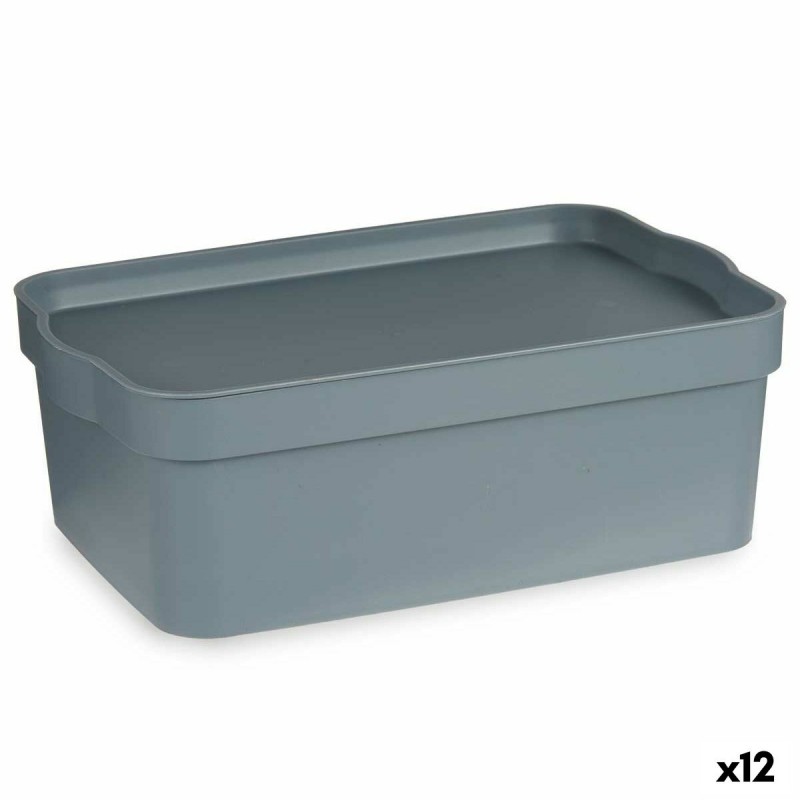 Storage Box with Lid Grey Plastic 6 L...