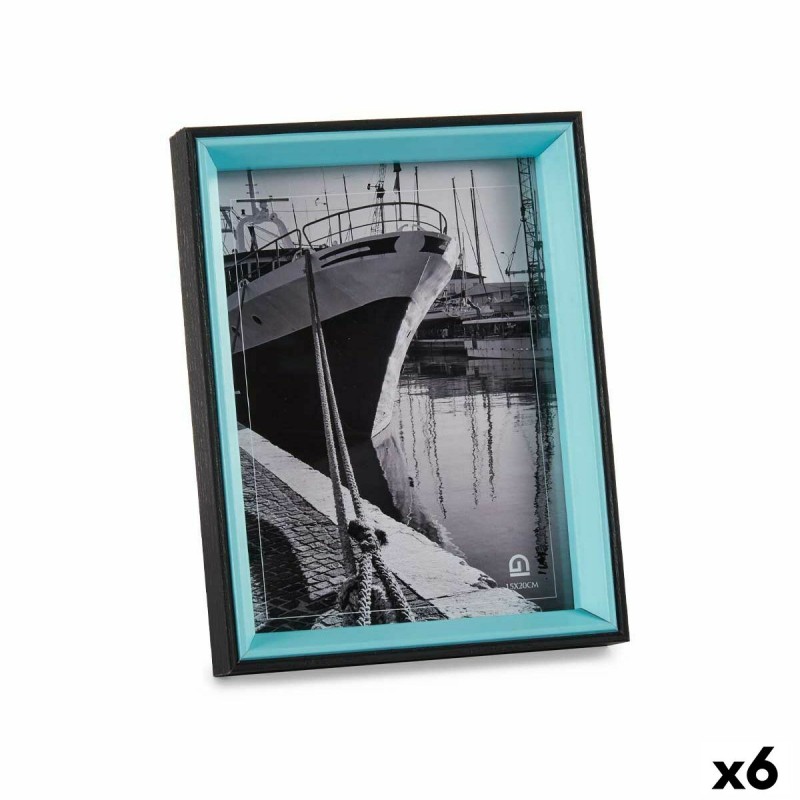 Cadre photo Verre Noir Bleu Bois MDF...