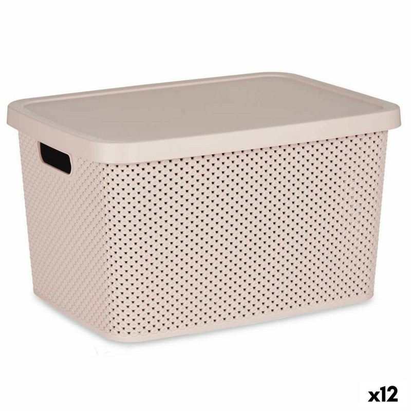 Storage Box with Lid Pink Plastic 19...