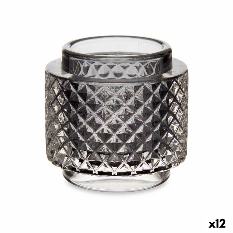 Candleholder Grey Glass (9 x 8,8 x 9...