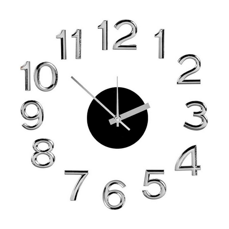 Wall Clock Silver White Sticker ABS...