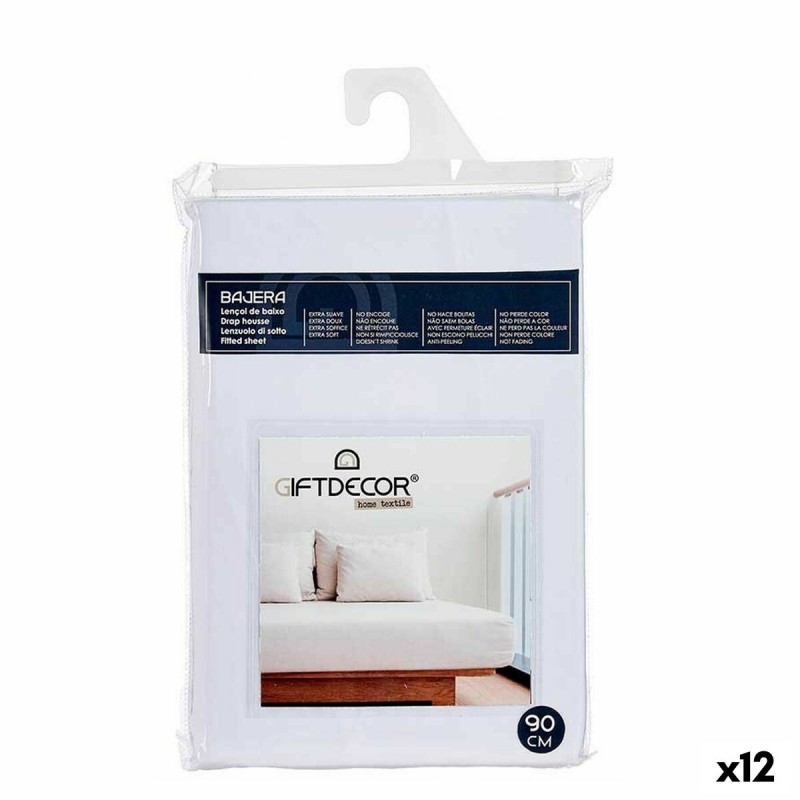 Drap housse 90 cm Blanc (12 Unités)