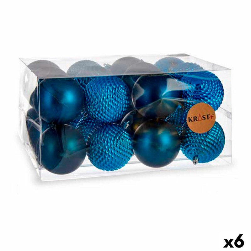 Set kerstballen Blauw Plastic Ø 8 cm...