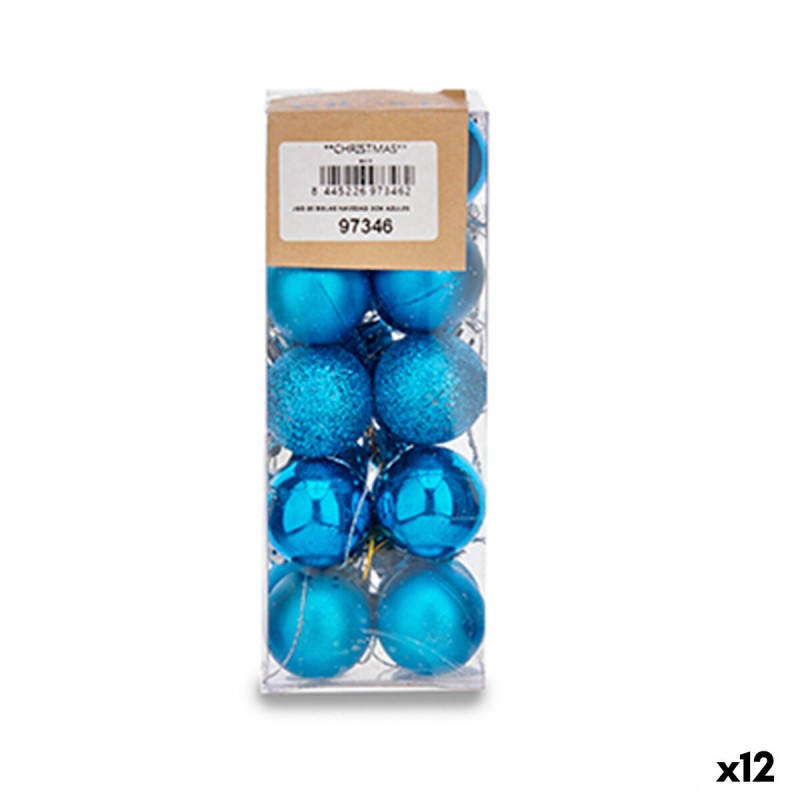 Set kerstballen Ø 3 cm Blauw Plastic...