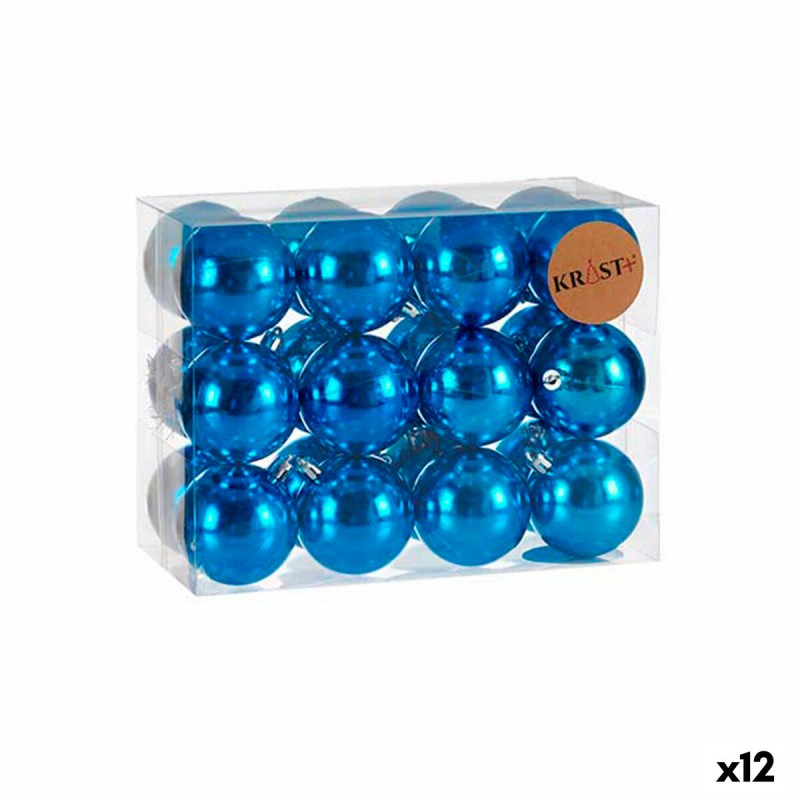 Set kerstballen Blauw Plastic (12 Stuks)