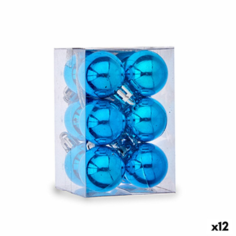 Set kerstballen Ø 3 cm Blauw Plastic...